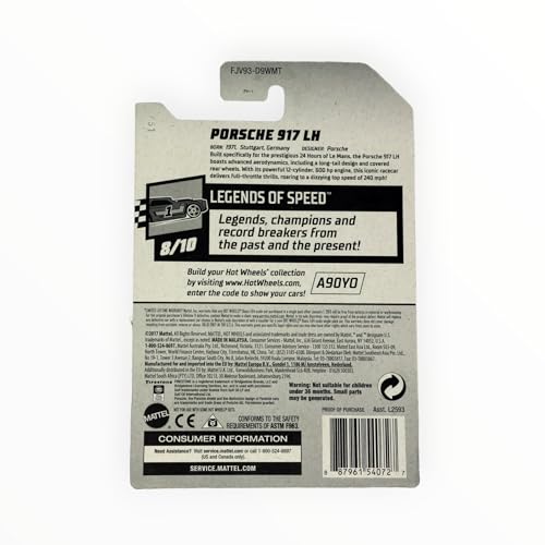 Hot Wheels 2018 50th Anniversary Legends of Speed Porsche 917 LH 124/365, Light Blue