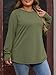 Women's Plus Size Long Sleeve Tunic Top Crew Neck Summer Oversized Fit Basic T Shirts Blouse Army Green