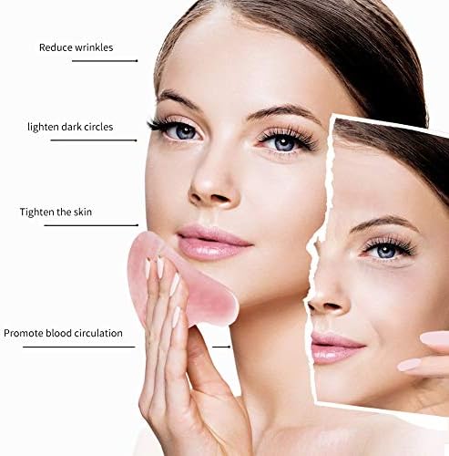 Gua Sha terapia twarzy z różowym kwarcem kształt serca Guasha Board narzędzie do masażu przeciwzmarszczkowe narzędzie do golenia twarzy - Heart Shape Jade Trigger Point Treatment on Face