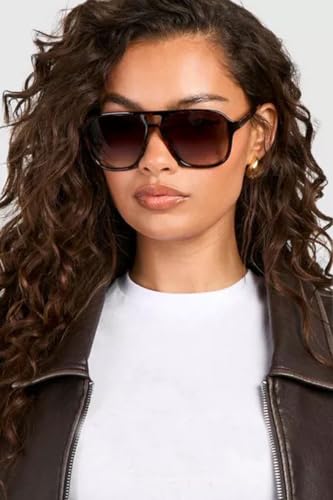 SORVINO Retro Square Aviator Sunglasses for Women Men, Vintage Trendy Plastic Frame Double Bridge Shades2