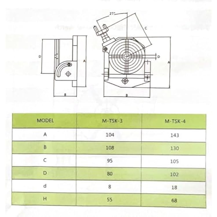 KAKA INDUSTRIAL M-TSK-4 Mini Series Rotary Table,4 in Rotary Table with set of clamps