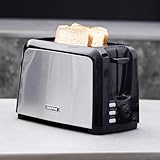 Geepas 2 Slice Bread Toaster with 7 Level Browning Control | Removable Crumb Tray, Defrost, Reheat & Cancel Function, Cord Storage | 750W, Black (Renewed) - Image 2