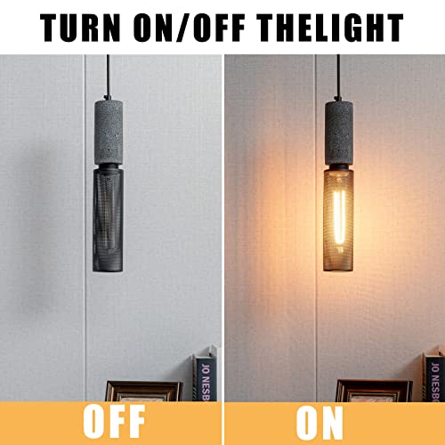 Adcthome Concrete Linear Pendant Light With A Metal Mesh Shade,Modern Industrial Hanging Cement Pendant Lighting Fixture For Kitchen Island Dinning Room Bedroom(Black 3-Pack) #TOP3