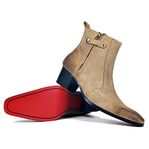 Weatern Boot for Men High Top Boot Slip On StyleGenuine Leather Side Zipper Waterproof Pointed Toe High Block Heel Easy Care2