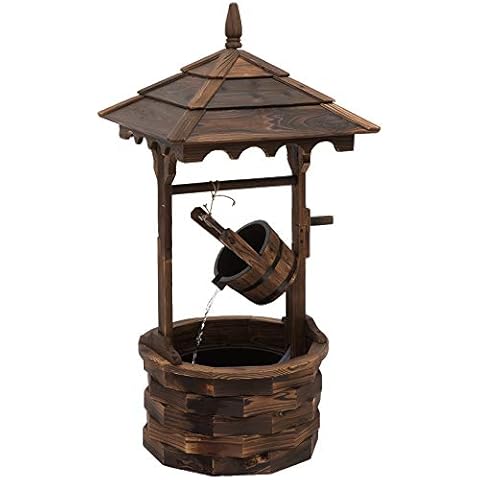 Outsunny Rustic Wooden Garden Wishing Well Fountain Cover