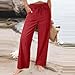 Womens Linen Palazzo Pants Summer Fashion 2026 High Waisted Wide Leg Drawstring Flowy Beach Lounge Trousers with Pockets Red