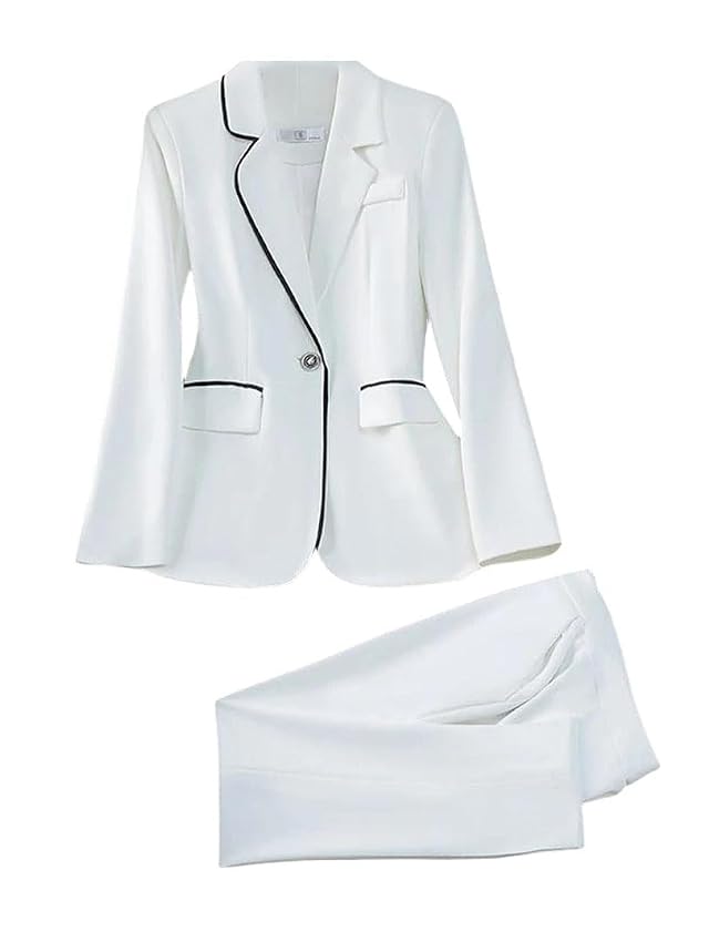 Womens Formal Blazer and Trouser Two Piece Suit Elegant Business Work Wear Professional Outfit