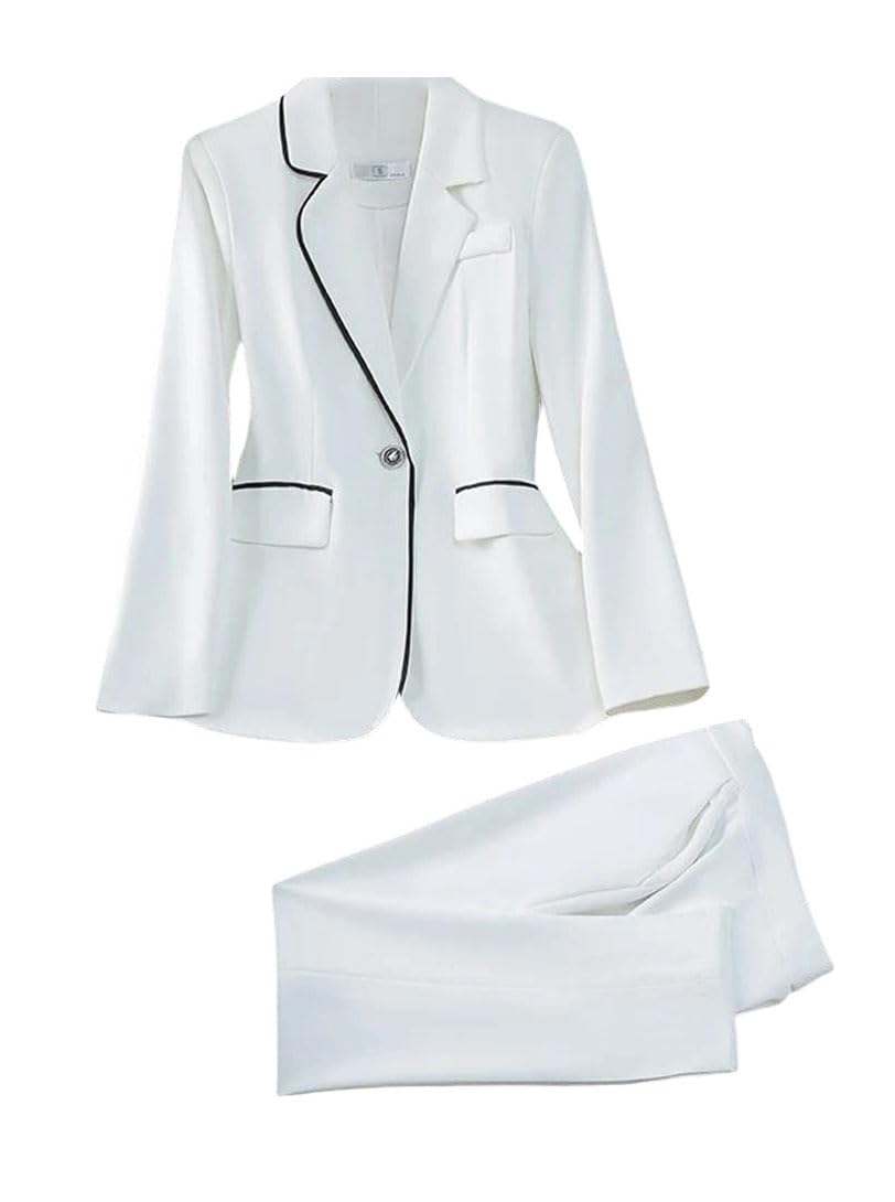 Womens Formal Blazer and Trouser Two Piece Suit Elegant Business Work Wear Professional Outfit
