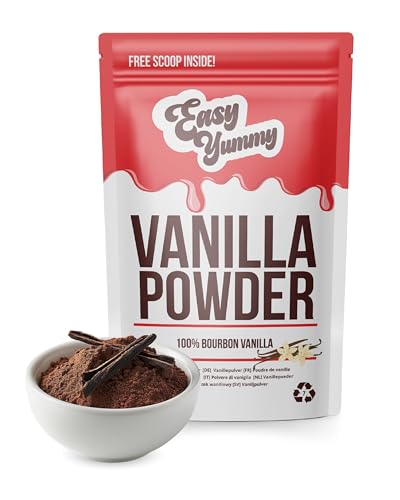 Easy Yummy Vanilla Powder (50g), 100% Bourbon Vanilla, Vanilla Powder for Baking, Vegan Vanilla Powder