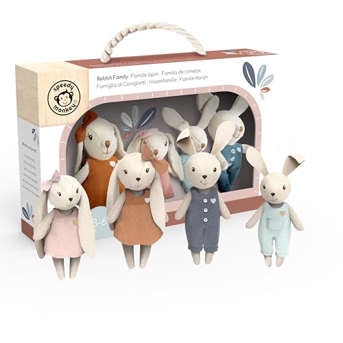 Speedy Monkey Rabbit Family Set – Miniature Easter Bunny Figures
