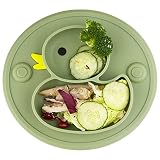 Baby Divided Plate Placemat Silicone- Portable Non Slip Child Feeding Suction Plate for Children Bab