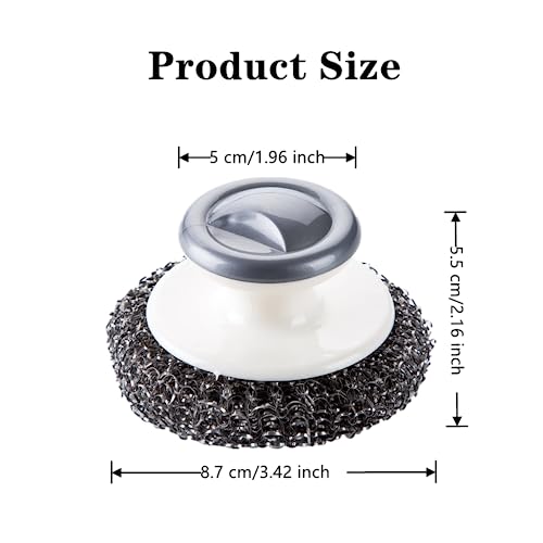Image of 3 PCS Stainless Steel Scrubber with Handle Durable Steel Wool Scrubber Pot Scrubber Dish Scrubber for Cleaning Cast Iron, Dishes, Stock Pots, Pans, Griddles, Grills