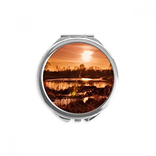 Miroir rond de poche sciences forestières rouge foncé accessoire maquillage nomade