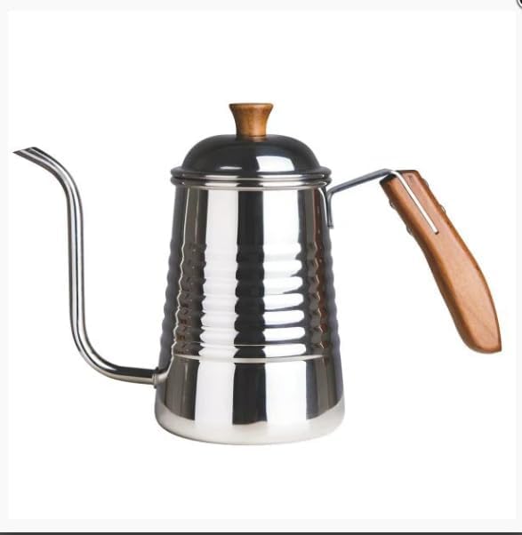 Stainless Steel Gooseneck Kettle with Wooden Handle 700ml (24oz) Pour Over Coffee & Tea Kettle, Precision Spout for Water Flow Control, 304