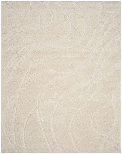 Image of Export Quality Microfiber Hand Woven Shaggy Carpet Collection with 2 inch Pile Height Carpet for Living Room & Hall Size 4x4 feet Round coular Ivory