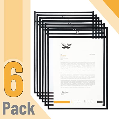 Mr. Pen- Dry Erase Pockets, 6 Pack, 10.2 X 14 Inches, Black, Reusable Plastic Sleeves For Paper, Clear Shop Ticket Holders, Dry Erase Pocket Sleeves, Dry Erase Sleeves, Clear Document Sleeves #TOP1