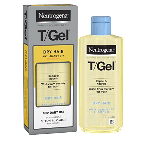 Neutrogena T/Gel Anti Dandruff Shampoo for Dry Hair (1x 250ml), Daily Anti-Dandruff Shampoo with Salicylic Acid, Cleansing Shampoo to Help Repair Dry Damaged Hair and Fight Dandruff from First Wash