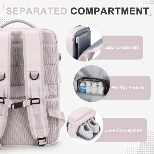 Image of Vacuum Backpack Travel Backpack with Compression, Men Women Vacuum Backpacks with Air Pump, Carry on Bag Flight Approved Personal Item Size - Pink