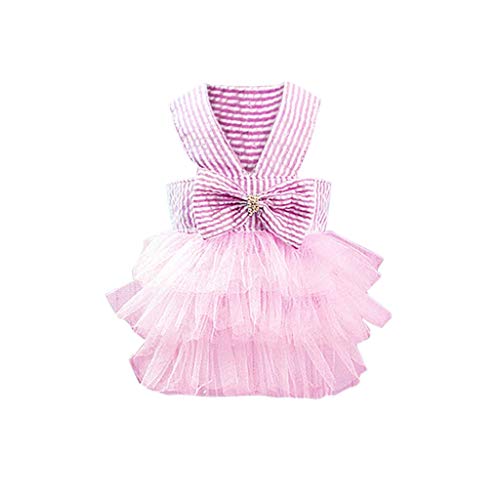 CAOQAO Robe De pour Chien Impression Luxe Style Rayé Jupe De GâTeau Robe Tutu Jupe Princesse Robes De Mariage Chihuahua VêTements Confortable Et À La Mode,pour Chien, Chat (M,Rose) thumbnail