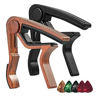 Moslate 2 Pcs Capodastre pour Guitare électrique | Capodastre pour Guitare avec Grain de Bois en Alliage d’aluminium… - Les Beatles, Paul McCartney, John Lennon, RIngo Starr, George Harrison