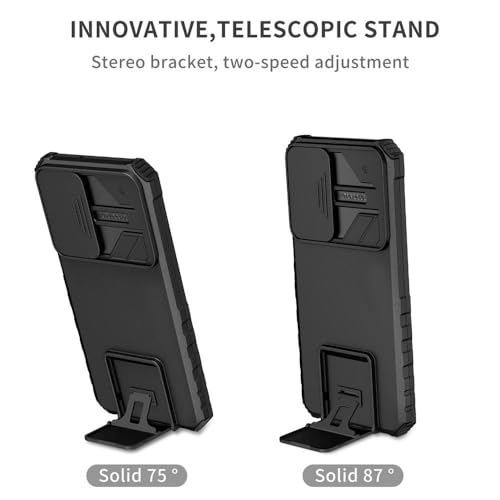 Image of Back Cover Case for Samsung Galaxy A25 5G | Sliding Camera Shield | Stereoscopic Stand | 360 Protection Mobile Phone Case Cover for Samsung Galaxy A 25 / A25 5G | PC, Black Back Cover