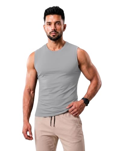 Image of CHKOKKO Gym Sleeveless T Shirt for Men Workout Compression Tanktop Sando Cut Sleeves Tees Gym Vest for Man Athletic Dry Fit for Sports Fitness & Exercise