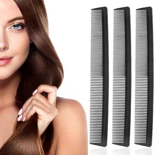 Peine de carbono compacto de 3 piezas, herramientas para el cuidado del cabello de peluquería, peine de dientes finos y estándar, 2 dientes gruesos y finos para varios tipos de cabello