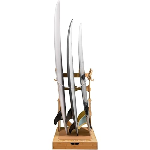 LISS Spirit Surfboard Rack Stand Holder for 3 & 4 Boards, Indoor Storage Display for Longboard, Shortboard, Snowboard, Wakeboard, Skateboard Up to 10Ft Long