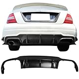 Rear Bumper Diffuser Compatible With 2012-2015 Benz C Class C204 W204, Unpainted Raw Material Black ABS Splitter Valance Underbody Bumper Fascia Add On by IKON MOTORSPORTS