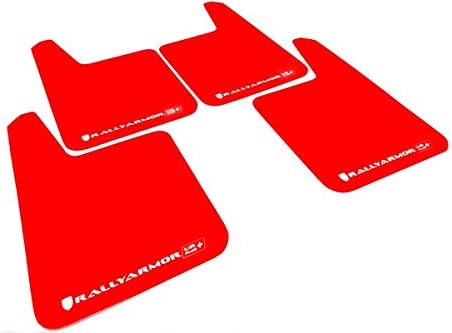 Rally Armor MF20-URP-RD/WH Red, White Mud Flap with Logo (Larger Universal Fitment (no Hardware) UR Plus), 1 Pack