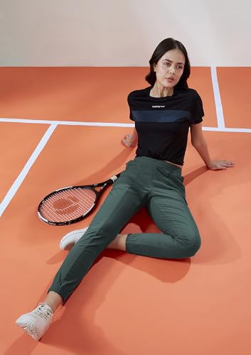 Image of TECHNOSPORT Women's Relaxed Fit Active Sports Joggers with DURACOOL Technology Mid Rise Drawstring Track Pants with Pockets Moisture Wicking Polyester Athleisure Workout Running Lounge Wear