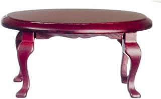 Melody Jane Dolls Houses House Mahogany Oval Queen Anne Coffee Table Miniature Lounge Furniture