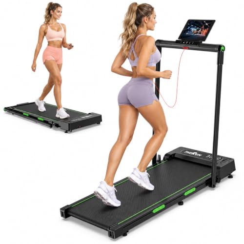 THERUN Walking Pad with Handle Bar, 2 in 1 Under Desk Portable Treadmill