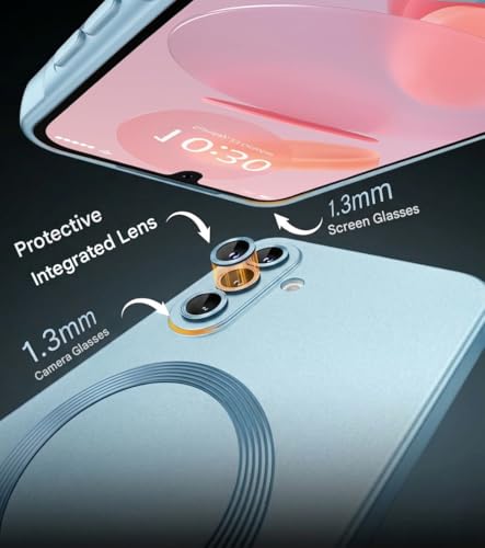 Image of DIZORO Samsung A37 Case, Compatible with Mag Safe Back Cover, Matte Luxury Metallic Luster Flexible TPU Wireless Charging Shockproof Case with Camera Protector Lens (Sierra)