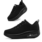 Oude All Black Wedge Sneakers for Women Fashion |...