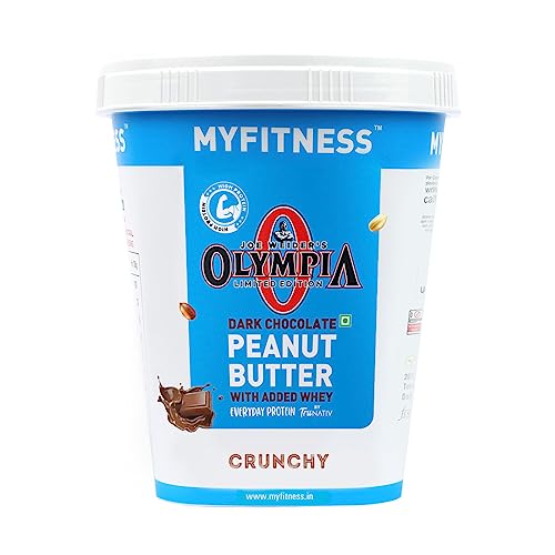 MYFITNESS Peanut Butter High Protein Dark Chocolate Spread Crunchy 1kg | Added Whey Protein | 30g Protein for Muscle Building | 7g Fiber | Pre & Post-Workout Snacks | Cholesterol Free | Zero Trans Fat