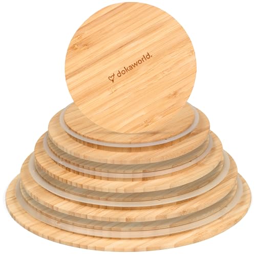 dokaworld Glass Mixing Bowls Bamboo Lids - Lids are compatible with all Glass Mixing Bowls Set by dokaworld - Used condition - US$23.77