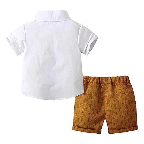 Iiniim Baby Boys Wedding Party Formal Tuxedo Suit Kids Bowtie Waistcoat Shirt Shorts Gentleman Outfits E Brown 18-24 Months #TOP11