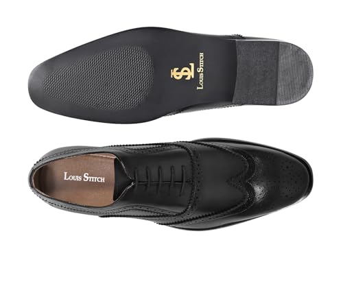 Image of LOUIS STITCH Men's Italian Crust Leather Brogue Shoes| Formal Lace-Up Shoes for Men | Perfect for Business, Formal & Parties | LSVX-EUBG