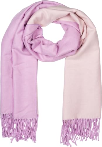 styleBREAKER Bufanda para damas en óptica noble de 2 caras con flecos, 2 colores, bufanda reversible, estola cálida de invierno multicolor 01017137, color:Lila-Beige