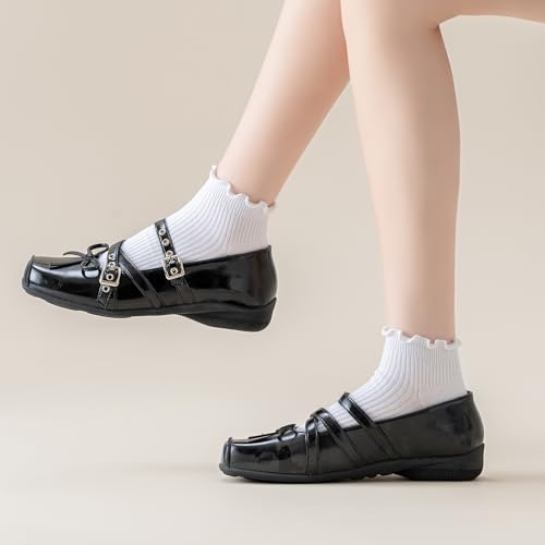 Mcool Mary Womens Ankle Ruffle Socks Casual Cotton Frilly Breathable Cute Knit Lettuce Trim No Show Socks 6 Pack2