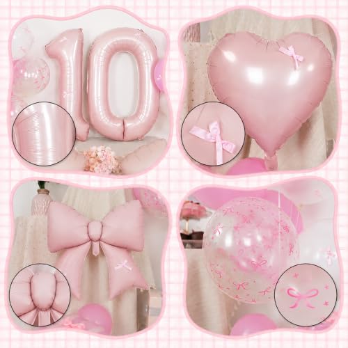 Image of 10th Birthday Decorations for Girls,Pink Bow Balloons for Party Decorations