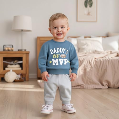 Toddler Baby Boy Fall Winter Clothes Football Theme Outfit Long Sleeve Sweatshirt Pullover Jogger Pant Set2
