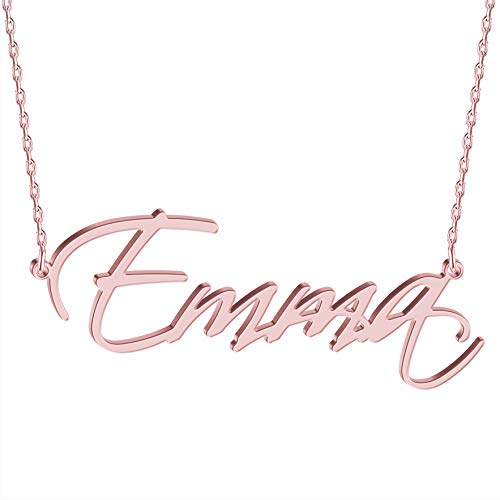 JOELLE JEWELRY Personalize Cursive Name Necklace in Rose Gold Plating Necklace Gift for Women