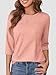 ATHMILE Womens 3/4 Sleeve T-Shirts Summer Tops Fall Fashion Blouses Beach Vacation Clothes Spring Tunic 2025 Trendy Coral