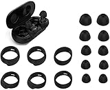 Zotech 8 Pair Eartips Set Anti Slip Earhooks Kit for Samsung Galaxy Buds 5 Pairs Silicone Earbud Eartips XS/S/M/L/XL, 3 Pairs Earhooks S/M/L (Black)