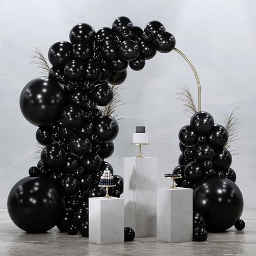 Image of PartyWoo Black Balloons 128pcs Different Sizes of 18 12 10 5 Inch