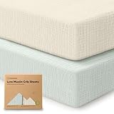 KeaBabies 2-Pack Muslin Crib Sheets for Boys, Girls - 100% Organic Cotton Fitted Baby Crib Mattress Sheet, Soft Breathable Standard Toddler Bed Cover Bedding Set, Neutral, Durable 52x28 (Willow)