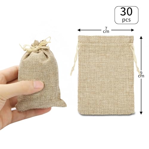 Hessian Drawstring Bags - 7x9cm, 30pcs Reusable Jute Bags for Small Advent Calendar Party, Wedding, Jewelry & DIY Craft - Image 3