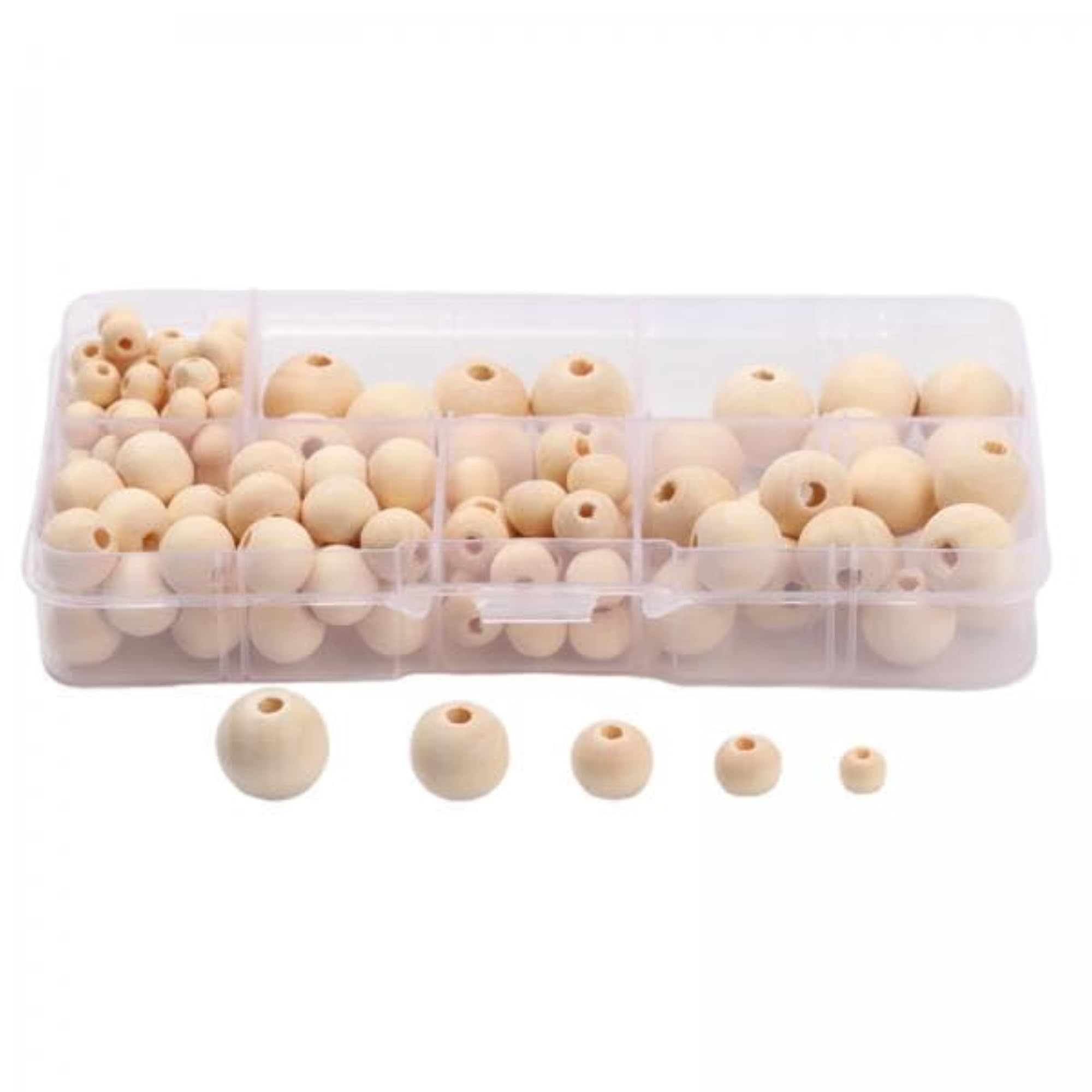 4x2 Boxes Loose Wood Beads for Jewellery Making, Natural
